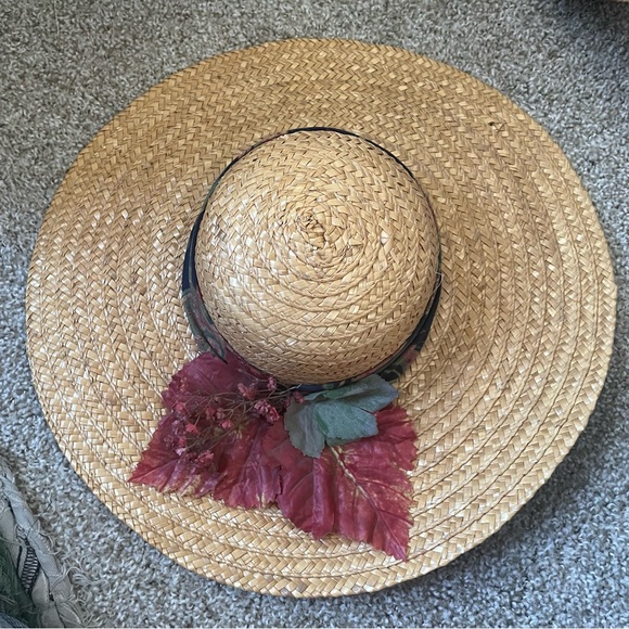 SOLD Wide Brim Sunhat with ribbon and fall leaves - Picture 8 of 10